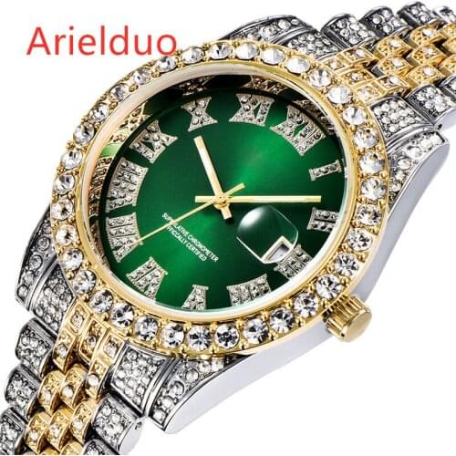 New product brand full diamond mens watch water ghost starry star calendar quartz watch hip-hop watch male