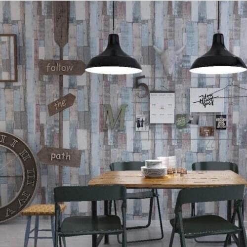 Beibehang Retro nostalgia color wood grain striped wallpaper living room bedroom cafe American wallpaper for walls 3 d behang