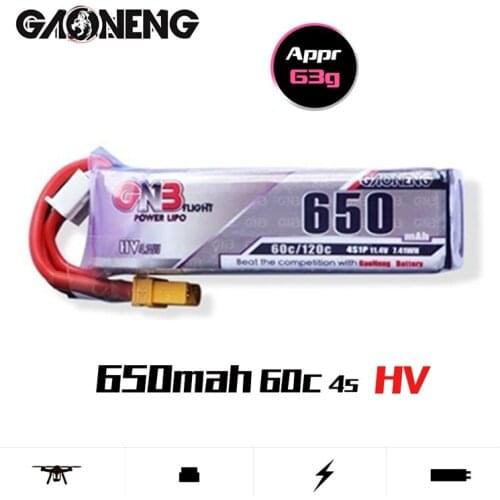 Original Gaoneng GNB Max 120C 4S HV Lipo Battery 650mAh 15.2V With XT30 Plug For Beta85X Whoop Quadcopter FPV Racing Drone