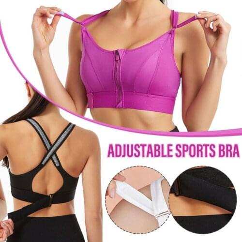 Wireless Supportive Sports Bra for Women Front Zip Design Cross Back Vest Yoga Workout Wear A66