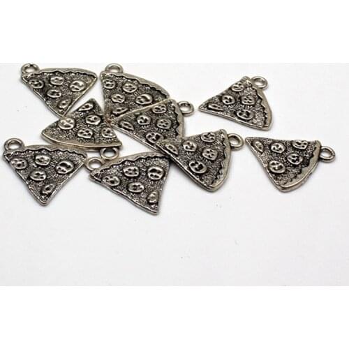 8pcs Charms Food pizza 16*20mm Antique Tibetan Silver Pendant Finding Accessories DIY Vintage bracelet Necklace Handmade