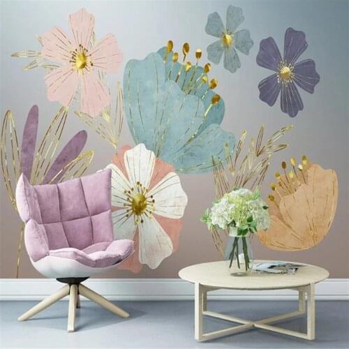 Custom 3D Wall Mural Wallpaper Modern Minimalist Luxury Plant Flower Living Room Sofa TV Background Decoration Papel De Parede