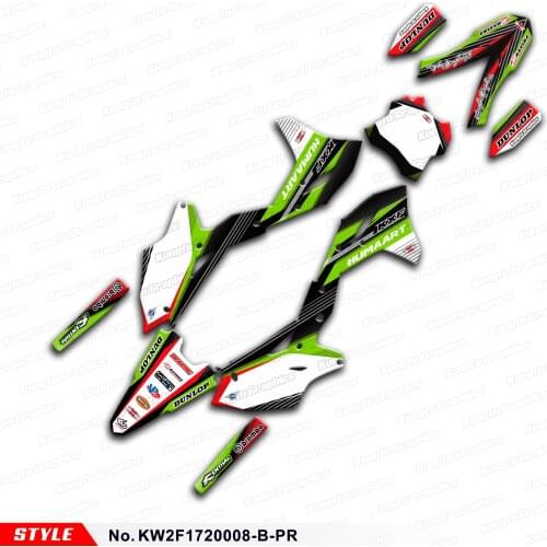 Aftermarket Vehicle Vinyl Wraps Motorcycle Graphics Stickers for KX250F KXF 250 2017 2018 2019 2020, Style No.KW2F1720008-B-PR