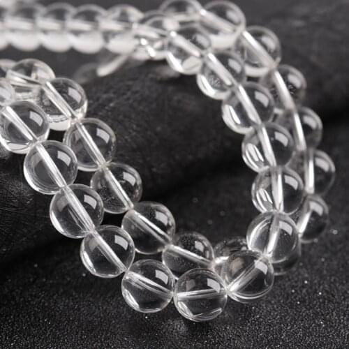 Natural Stone Transparent Glass Beads Round Loose Beads For Jewelry DIY Making Bracelet Accessories 15" 4/6/8/10/12mm Beadtales
