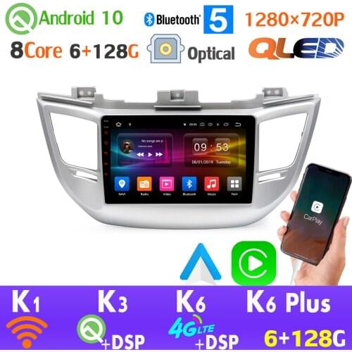 QLED 1280*720P 6G+128G Android 10 Car Multimedia Player For Hyundai Tucson IX35 HDMI 4G LTE WiFi DSP Head Unit CarPlay GPS Radio