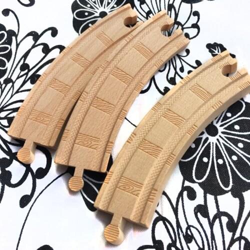 Rails Tracks Toys Accessories P086 High-quality Railway Pattern Double-sided Large Curved Track Compatible Train Wooden Wood