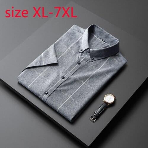 New Arrival Fashion Hihg Quality Spring And Summer Plaid Super Large Short Sleeve Casual Shirts Plus Size XL2XL3XL4XL5XL6XL7XL
