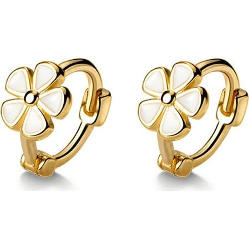 Simple Delicate Flower Hoop Earrings for Women Girls Daughter 925 Sterling Silver Hypoallergenic Jewelry Mother Day Birthday Gif