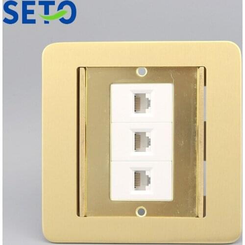 SeTo Concealed Type Floor Socket Three Ports Network Lan RJ45 Cat5e Wall Plate Socket Keystone Floor Receptacle