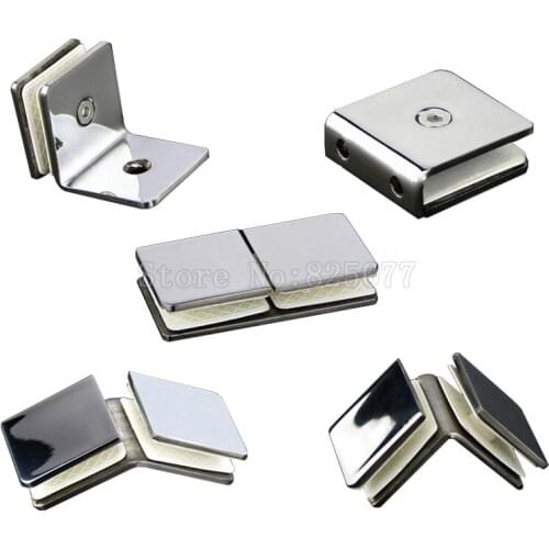 0/90/135/180Degree Mirrored Surface stainless steel hinge fixed bathroom glass connection clamp glass partition clip JF1319