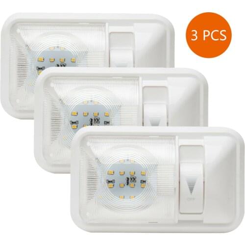 Super Bright DC 12V Led RV Ceiling Double Dome Light RV Interior Lighting with With dimmer switch for Trailer Camper Car RV Boat