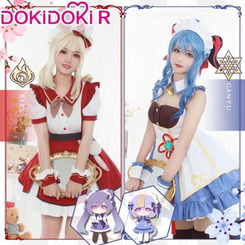 PRE-SALE DokiDoki-R Game Genshin Impact Cosplay Maid Costume Game Genshin Impact Klee Ganyu Cosplay Cute Maid Costume Halloween