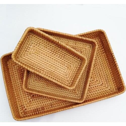 Vietnam Handmade Rattan Straw Storage Basket Fruit Bread Basket Desktop Makeup Storage Box Storage Box Storage Basket