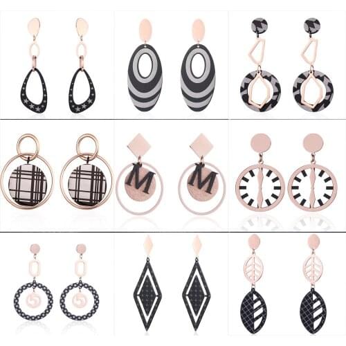 316L Stainless Steel Geometry Smart Rose Gold Earrings Titanium Steel Womens Earrings No Fade