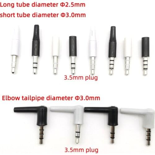 10pcs/lot 3.5mm Stereo Headset Plug Jack Outlet 3 4 Pole 90 degree elbow 3.5 AUX Audio Plug Jack Adaptor Connector Tail 2.5 3mm