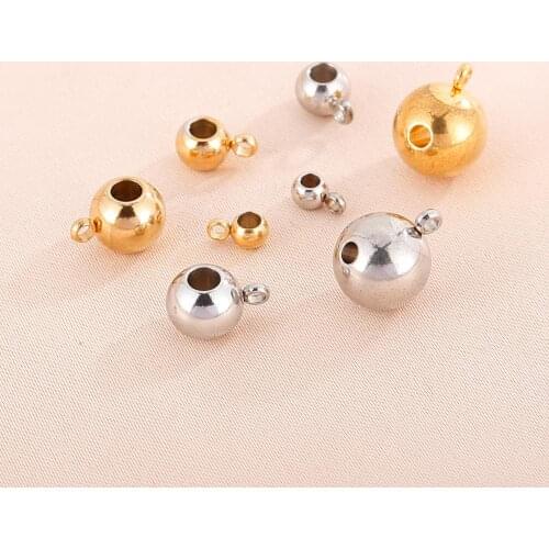 10pcs/lot 4/6/8/10mm Stainless Steel Charm Pendant Connectors Bracelet Beads DIY Necklace Bracelet Jewelry Findings