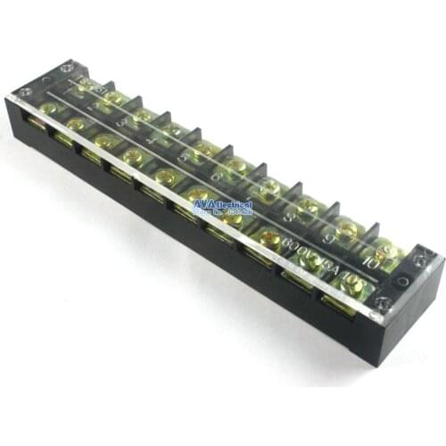 2 Pieces 600V 45A 10 Position Electric Terminal Block Strip Cable Connector TB-4510