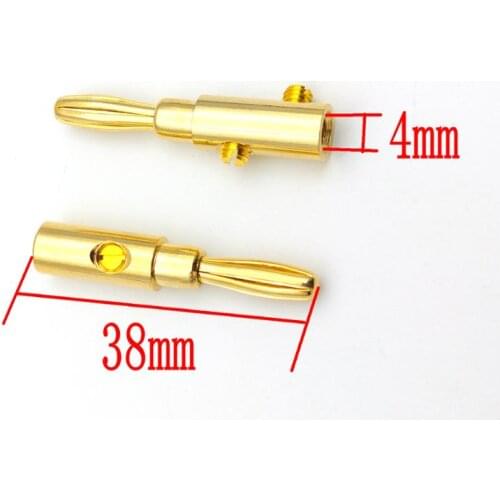 2pcs Gold plated Copper Speaker 4mm Banana Plug for Audio Jack Cable ADAPTER