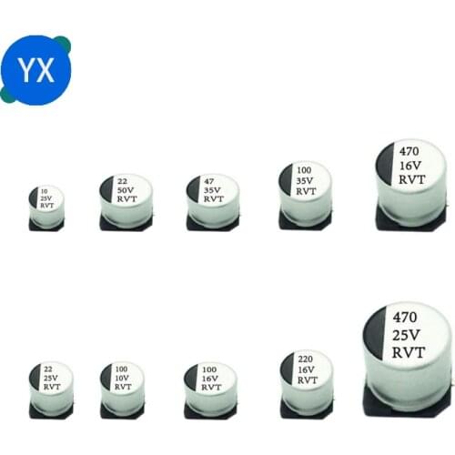 200PCS SMD Electrolytic Capacitor 6.3v 10v 16v 25v 35V 50V 0.1 1 2.2 3.3 4.7 10 22 33 47 100 220 330 470UF 1000UF