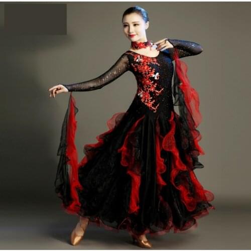 2017 Ballroom Dance Skirts Women Lycra Newest Design Woman Modern Waltz Tango Dance Dress/standard Ballroom Competition Dress