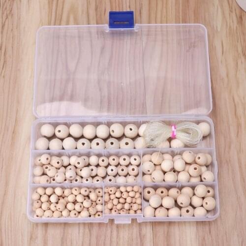 220Pcs Natural Round Loose Wood Beads Jewelry Making Bracelet Necklace With Box M2EA