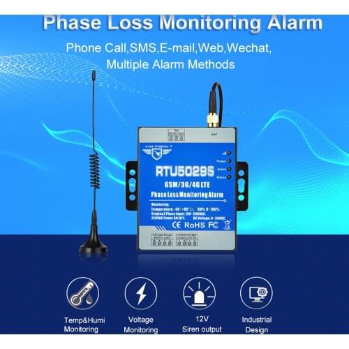 3/single phase Loss Monitoring Alarm Power Voltage Temperature Humidity Monitor Inquiry by SMS Power Failure Alarm RTU5029S