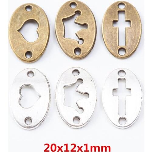 45/50/60 pieces Love Crown Cross Double Hanging Connector pendant for DIY handmade jewelry necklace making 7350-7353