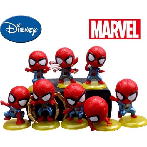 8pcs/set Disney Marvel Spiderman Action Figure Dolls Spider Man Party Model Supplies Ornaments Kids Birthday Cake Decoration Toy