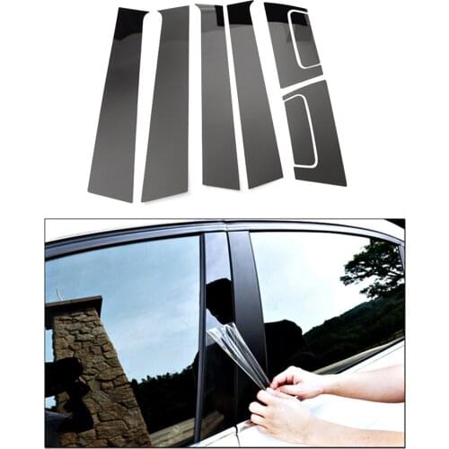 8PCS Black PC Car Decorative Film SIde Door Window Pillar Cover Trim For Honda HRV HR-V 2016-2020 Car Door Trim Covers