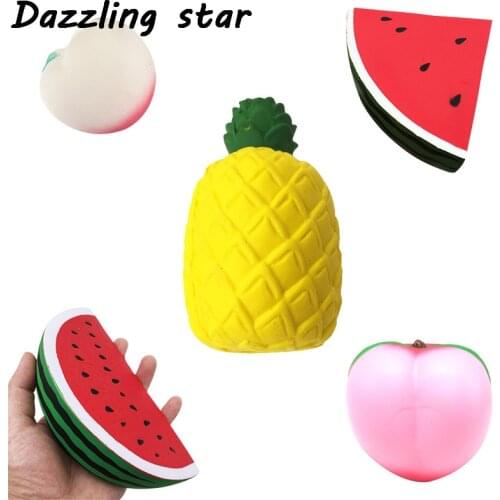 Antistress pineapple Strawberry peach Fruits Squeeze Soft Slow Rising Phone Key Chain Strap Roll Squishes PU Squishies toys