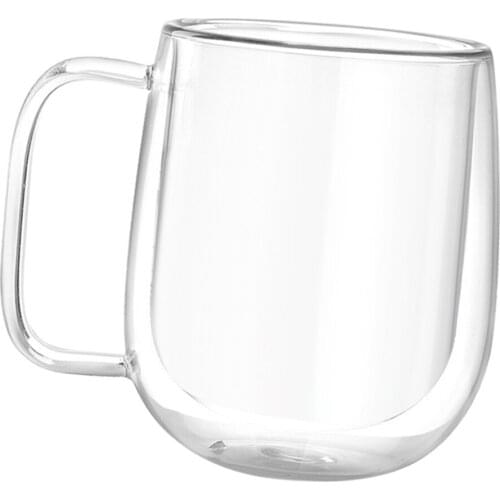 Large Double Wall Glasses with Handle Heat Insulated Glass Cups for Coffee, Iced Tea, Latte, Cappuccino