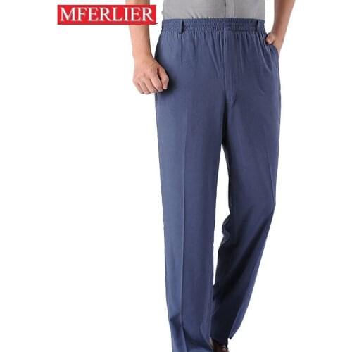 Spring Summer Men pants 8XL Waist 138cm 5XL 6XL 7XL Thin style Loose Trousers for men