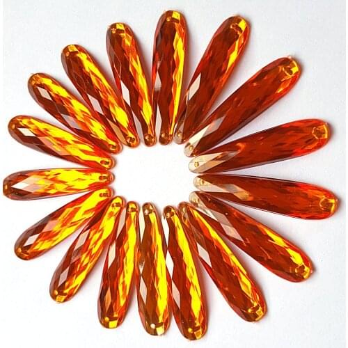 BOUTIQUE Acrylic Long Drop 9x36mm Orange Rhinestones Strass Crystal Sewing Accessories Evening Dresses Costumes Clothes Charms