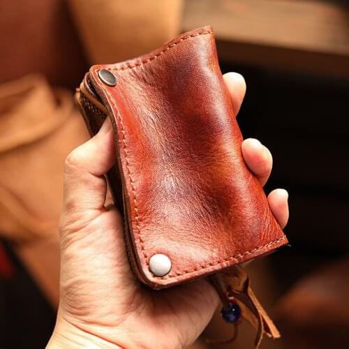 Retro Fashion luxury natural Genuine Leather cowhide key case luxury Multifunction Mini coin purse card holder