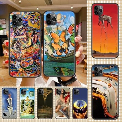 Art Salvador Dali Phone Case Cover Hull For iphone 5 5s se 2 6 6s 7 8 12 mini plus X XS XR 11 PRO MAX black art shell tpu