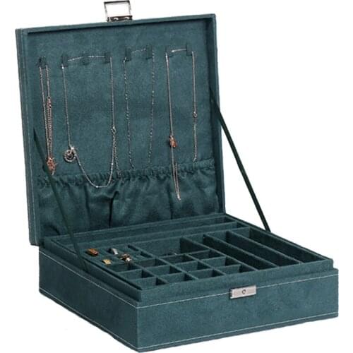 Double-Layer Velvet Jewelry Box High Capacity European Jewelry Storage Box Large Space Jewelry Holder Gift Box