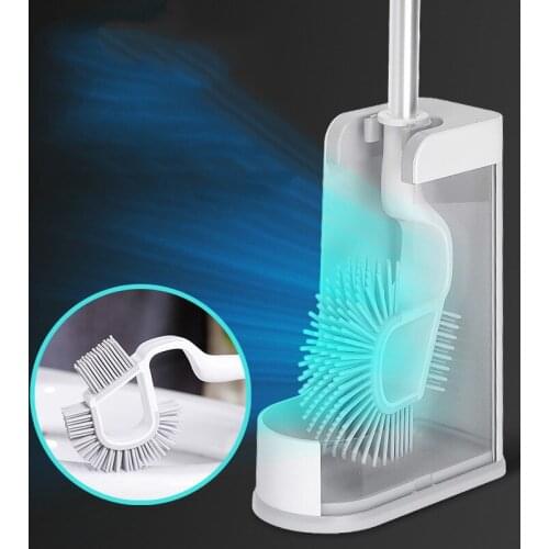 TPR Double-Sided Toilet Brush Rubber Head Wall Hanging Cleaning Bush for Household Floor Cleaning Bathroom Accessories Set