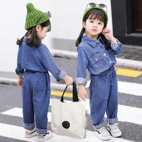 Girl denim jacket pants two-piece Girls fashion new denim jacket pants two-piece Girl Comfort Simple Style Set