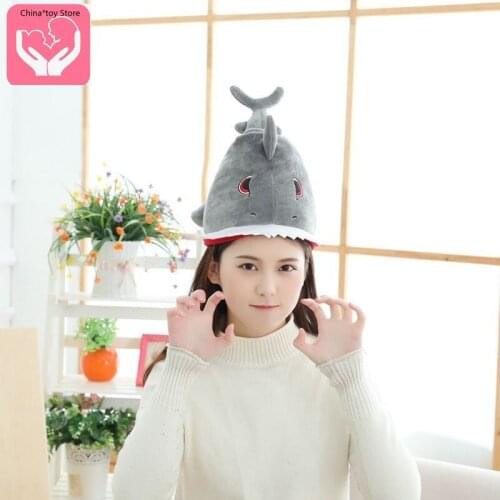 Hot Sale Conical Shark Headgear Hat Plush Toy Doll Hat Clothing Accessories Surprise Gift for Children