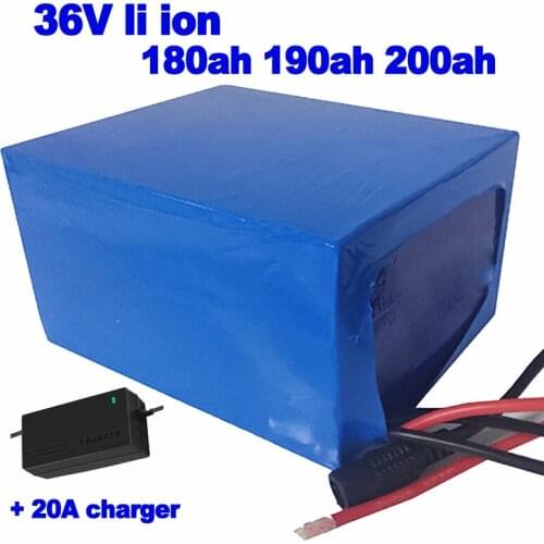 GTK 36v 180ah 190ah 200ah Li ion lithium battery pack bateria de lipo for telecom base solar power AGV UPS Ebike + 20A charger
