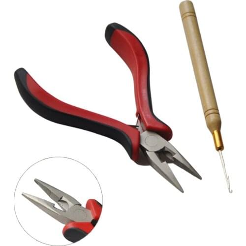 One Set Of Hair Extensions Tools Pliers Opener+Pulling Hook Needle for Micro Ring And Pre-bonded Hair Extension Easy to Use