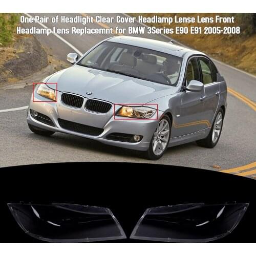 KKMOON 2PCS Headlight Clear Cover Right Side Headlamp Lense Front Headlamp Lens styling for BMW 3Series E90 E91 2005-2008