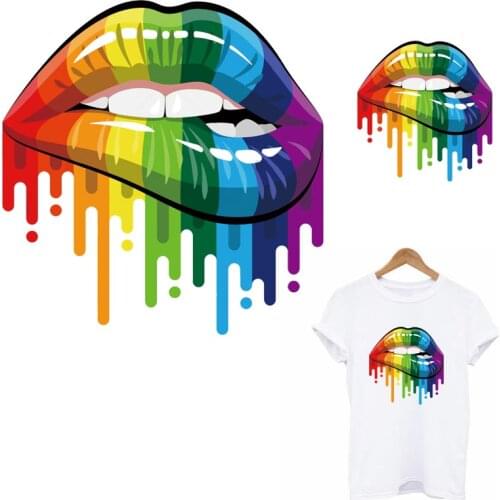Colorful Sex Lips Patches Iron-on Transfer For Clothes DIY Washable Thermal Transfer Sticker Fashion Clothes Decoration Patch