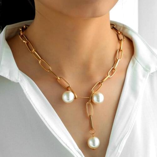 Creative Adjustable Alloy Chain Faux Pearl Brooch Pin Charming Necklace Jewelry Gift For Women Wedding Punk Simple Accessories