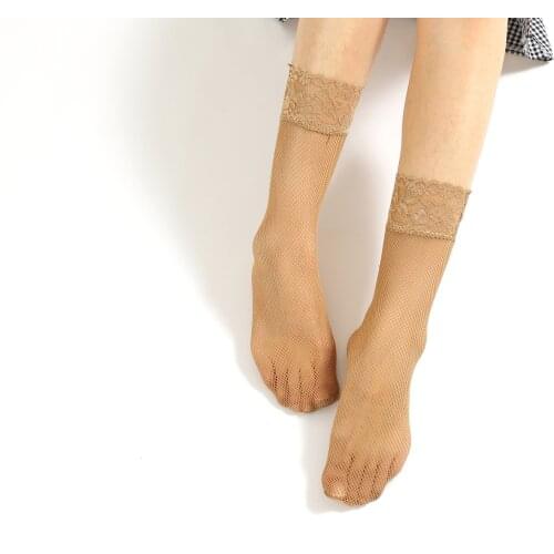 Summer Skin Fishnet Socks Women Sexy Hollow Out Lace Socks Nylon Thin Transparent Cute Socks for Women 2021