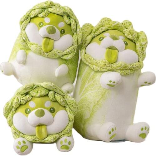 25-55cm Cute Vegetable Dog Plush Toys Creative Cabbage Shiba Inu Original Pillow Stuffed Animal Sofa Cushion Funny Baby Gifts