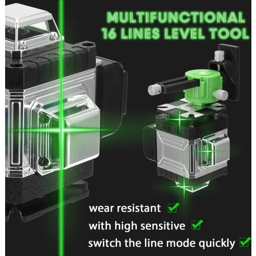 Multifunctional 16 Lines Laser Level 3° Self-leveling Function Leveling Tool Omnidirectional Ground Wall Sticker with Vertical