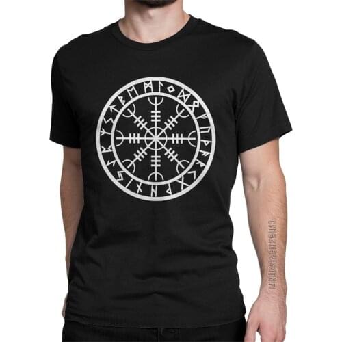 Helm Of Awe Rune Circle Viking T Shirt Mens Pure Cotton Funny T-Shirt Crewneck Tee Shirt Classic Short Sleeve Tops Summer