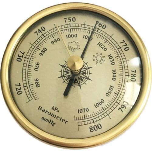 72mm Wall Hanging Barometer 1070hPa Silver Gold Color Round Dial Air Weather Station Meter