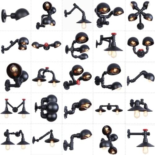 Steam punk Loft Industrial iron rust Water pipe retro wall lamp Vintage E27 sconce lights steampunk house lighting fixtures luz